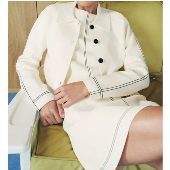 Zara Knit Jacket With Piped Seams NWT